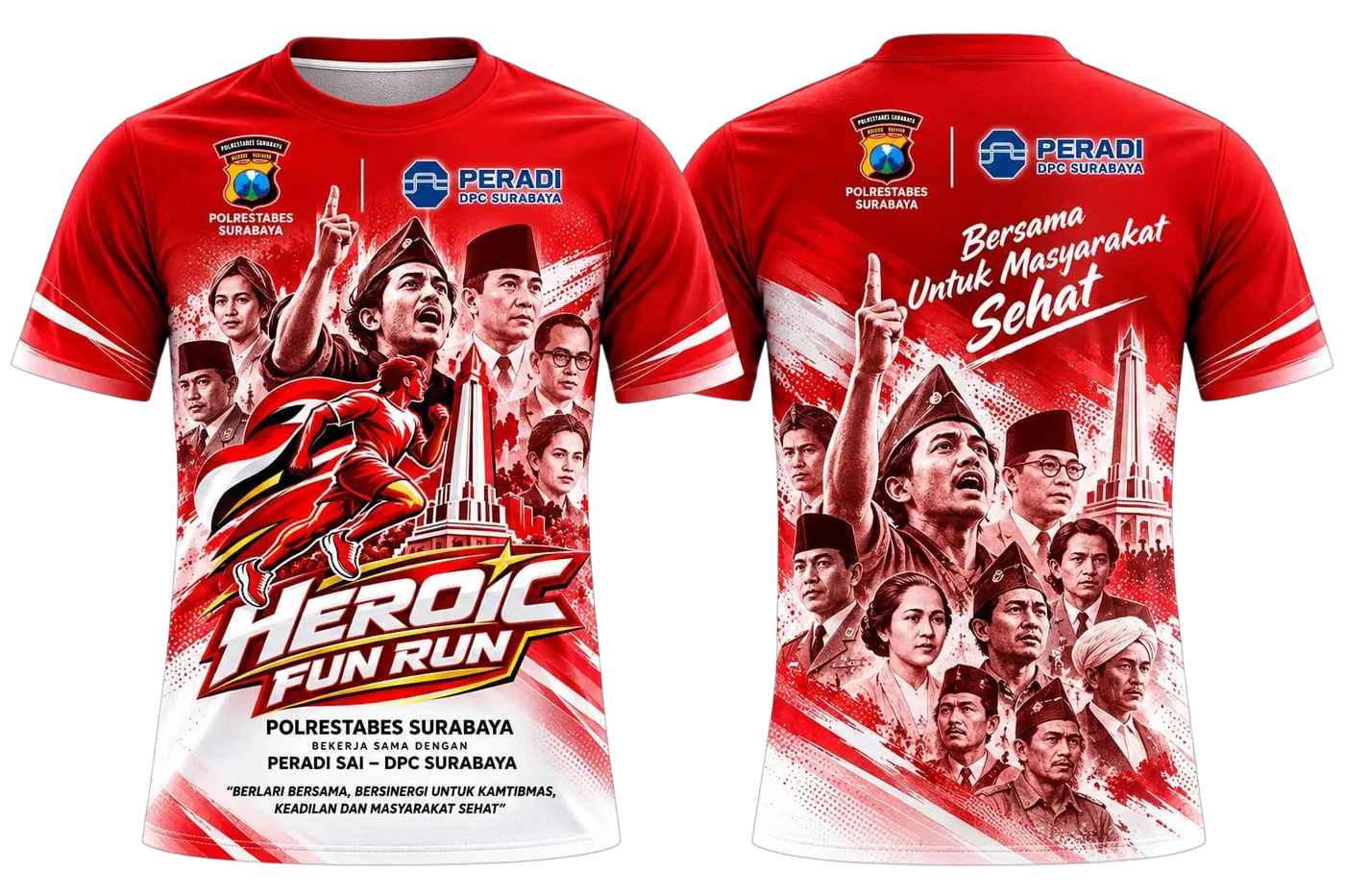 Desain race tee depan dan belakang